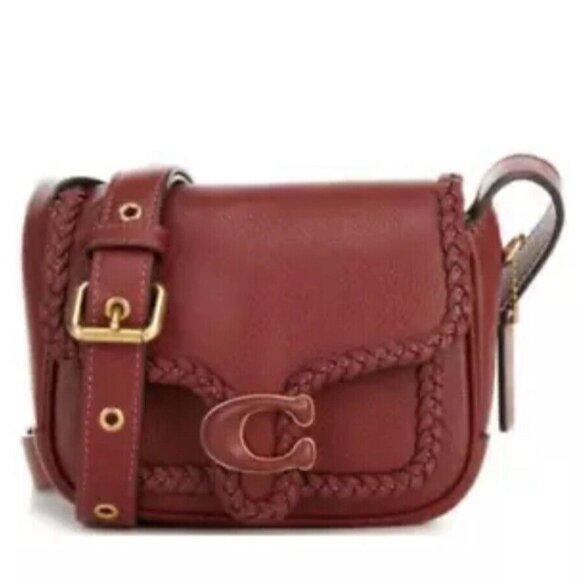 NWT COACH Tabby Wine Leather 19 Braided Saddle Bag - Picture 1 of 6